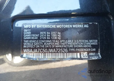 2018 BMW 530I xDrive z USA, uszkodzony, nr VIN WBAJA7C50JWA72526